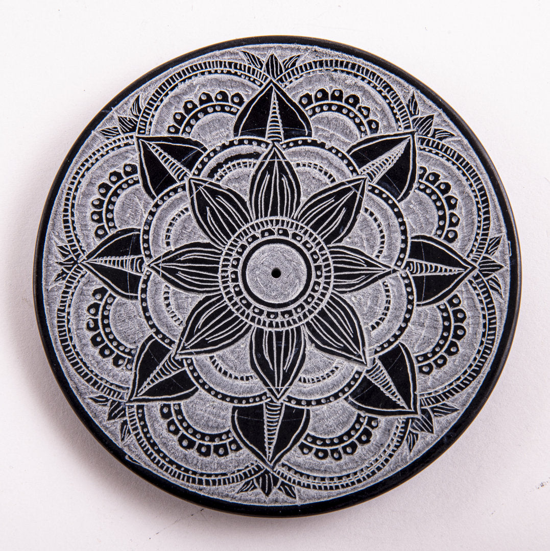 Stäbchenhalter Mandala, klein Speckstein 10,5 cm