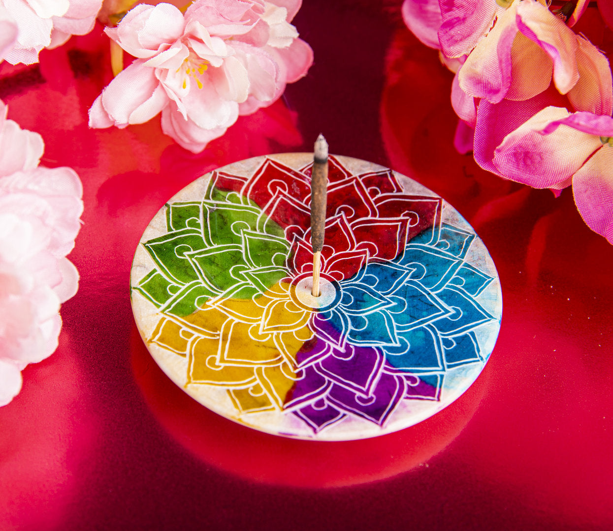 Regenbogen Mandala Stäbchenhalter 7,5 cm