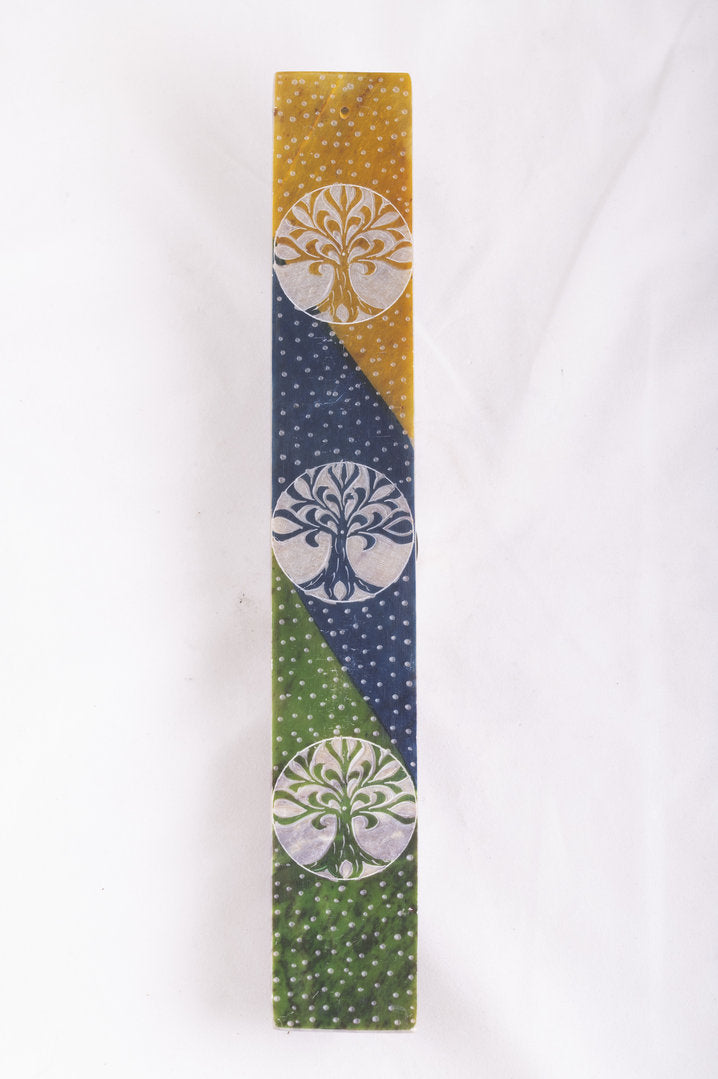 Bunter Lebensbaum Specksteinhalter - Räucherstäbchenhalter
