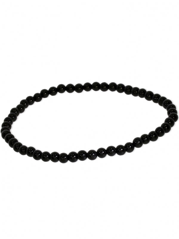 Schwarzer Turmalin Edelsteinarmband - Kugel ø 4 - 5 mm - auf Elastikband Länge ca. 19 cm
