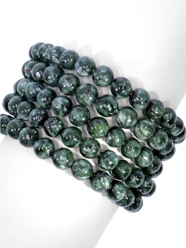 Seraphinit Edelsteinarmband - Kugel ø 8 mm - auf Elastikband Länge ca. 19 cm