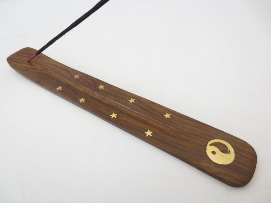Yin Yang - Räucherstäbchenhalter aus Holz 25 x 3 cm