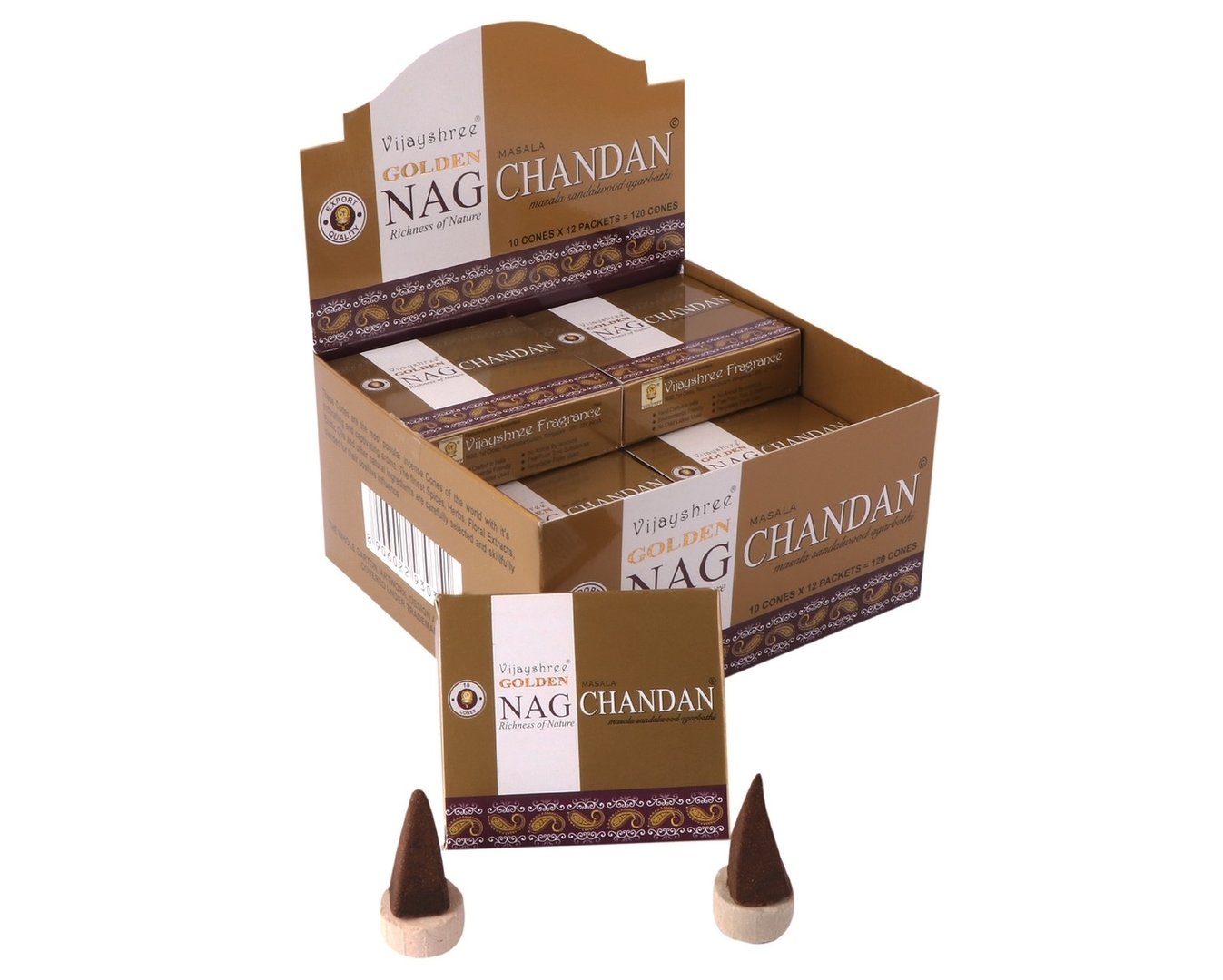 Golden Nag Chandan Cones - Räucherkegel 10 St.