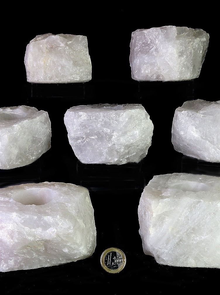 Teelichthalter aus Bergkristall, Naturstein aus Brasilien