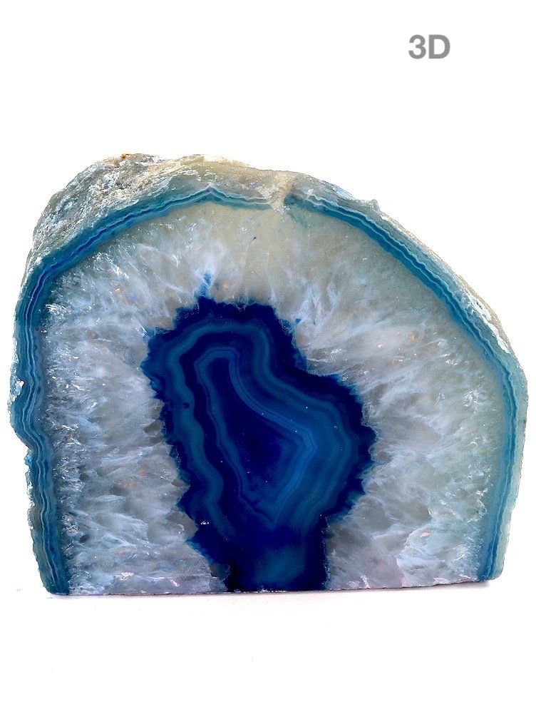 Teelichthalter aus Achat in Blautönen, Naturstein aus Brasilien ca. 9,5 x 9 x 9 cm