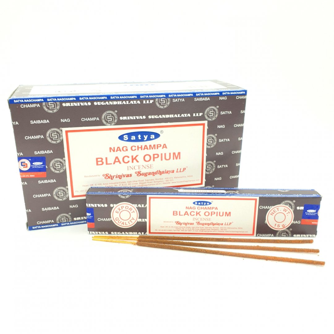 Satya Nag Champa Black Opium (Schwarzes Opium) - Räucherstäbchen 15 g